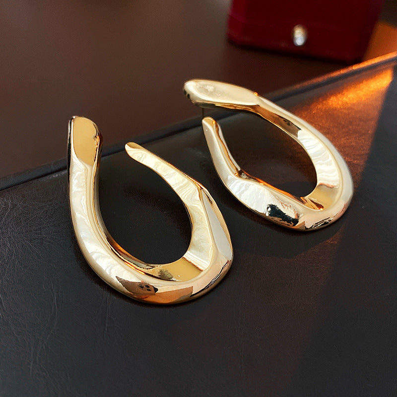 Silver Needle Metal Earrings High-end Simple Stud Earrings Fashion Versatile Light Luxury Unique Niche Earrings Yiwu Wholesale