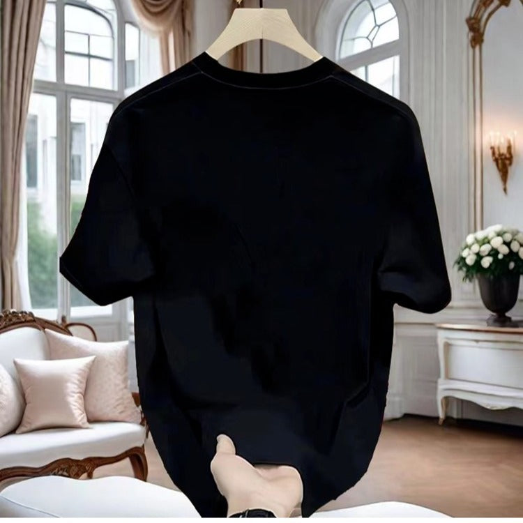 American Style Men's Short Sleeve T T-shirt2025New Men's Clothing Summer Pure Cotton Trendy Loose Men's Fashion Top