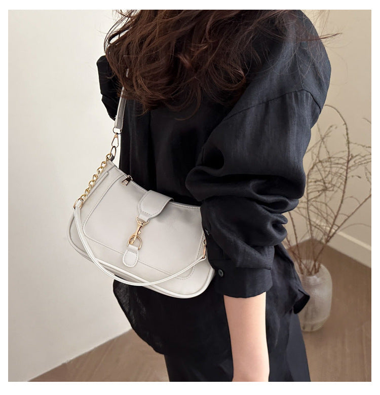 French Design Glossy Women2025Summer New Trendy Fashionable Elegant Single Shoulder Underarm Handbag for Women