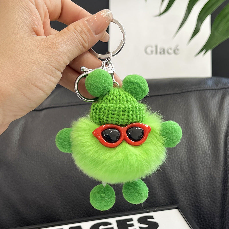 Rex Rabbit Fur Small Coal Ball Keychain Small Pendant Big Eyed Cartoon Plush Backpack Pendant High-end Small Gift http://detail.1688.com/offer/969101839202.html