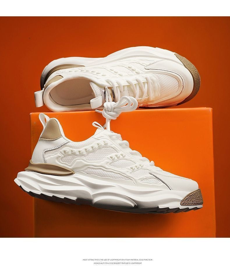 New Fashion Versatile Dad Sneakers2024Summer Trend Thick-Soled Height-Increasing Men's Shoes Mesh Breathable Casual Sneakers
