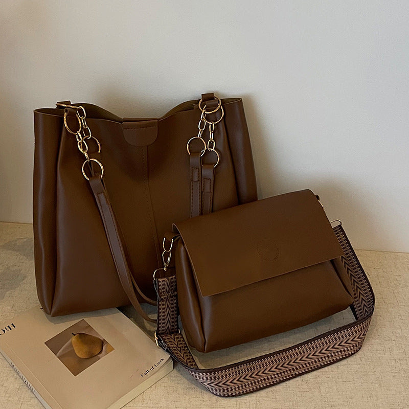 Women's two-piece large capacity bag set2024New Fashion Commuting Handbag Simple Casual Shoulder Tote Bag for Women
