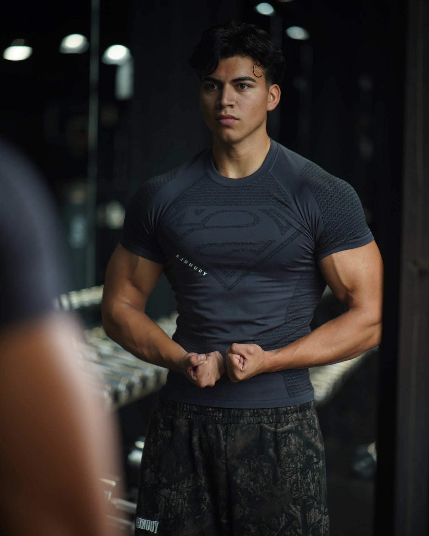 YOUNGLA New American-style Muscle Fitness Men's Sports Short Sleeve Casual Running Quick-dry Breathable Tight-fitting Shirt t T-shirt
