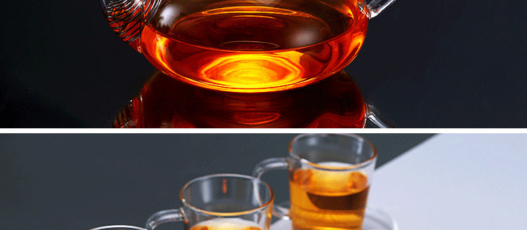 Glass Teapot High Temperature Resistant Thickened Filter Tea Brewing Teapot Household Heatable Fruit Flower Teapot Tea Set