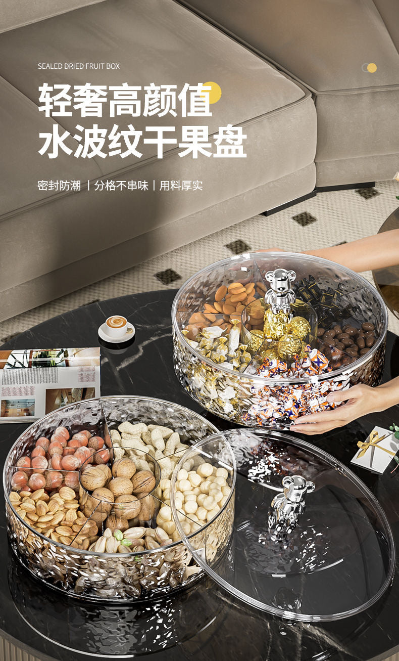Dried Fruit Plate New Model for Living Room Coffee Table Home Use Light Luxury High-end Exquisite Compartmented Nut Candy Box Snack Display Tray