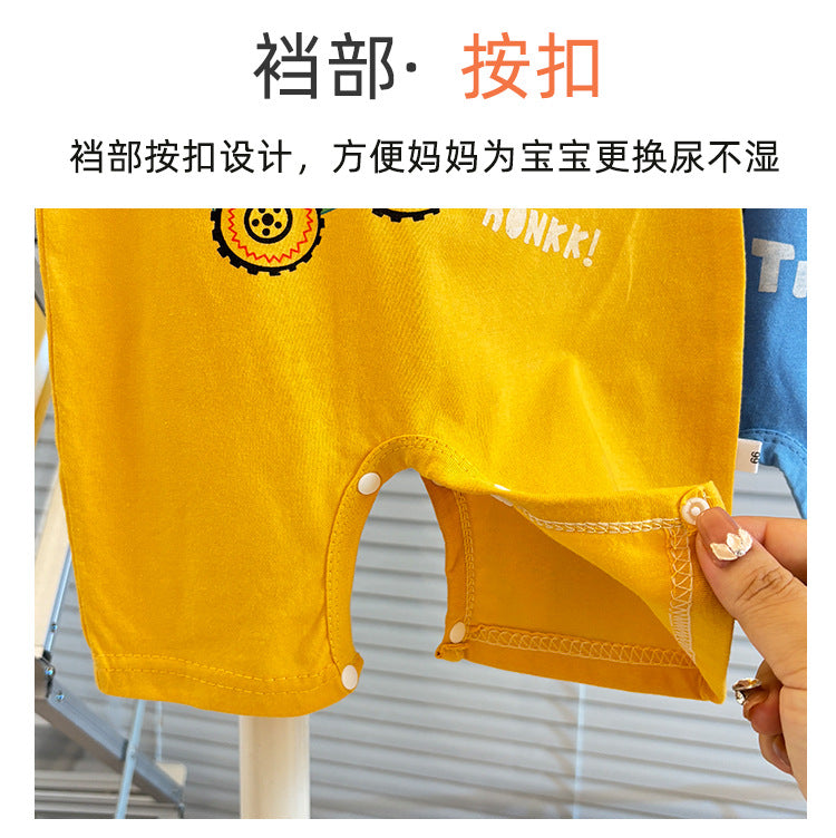 Pure Cotton Infant Jumpsuit Summer Pure Cotton Printed Korean Version Baby Romper Lightweight Breathable Unisex Baby Short Sleeve