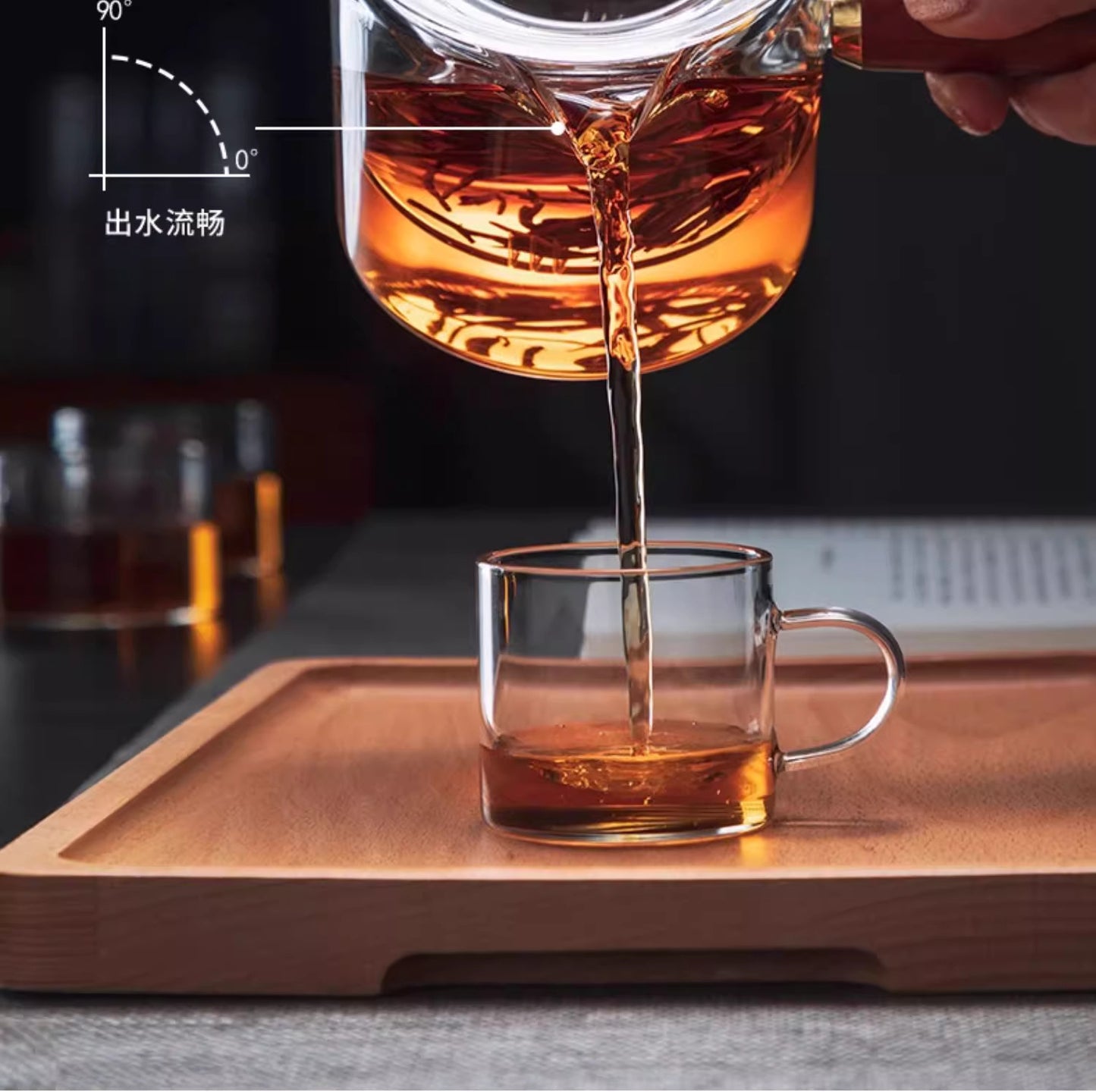High Temperature Resistant Glass Filter Teapot Health Pot Side Wooden Handle Anti-scalding Teapot Tea Maker Flower Teapot Tea Set