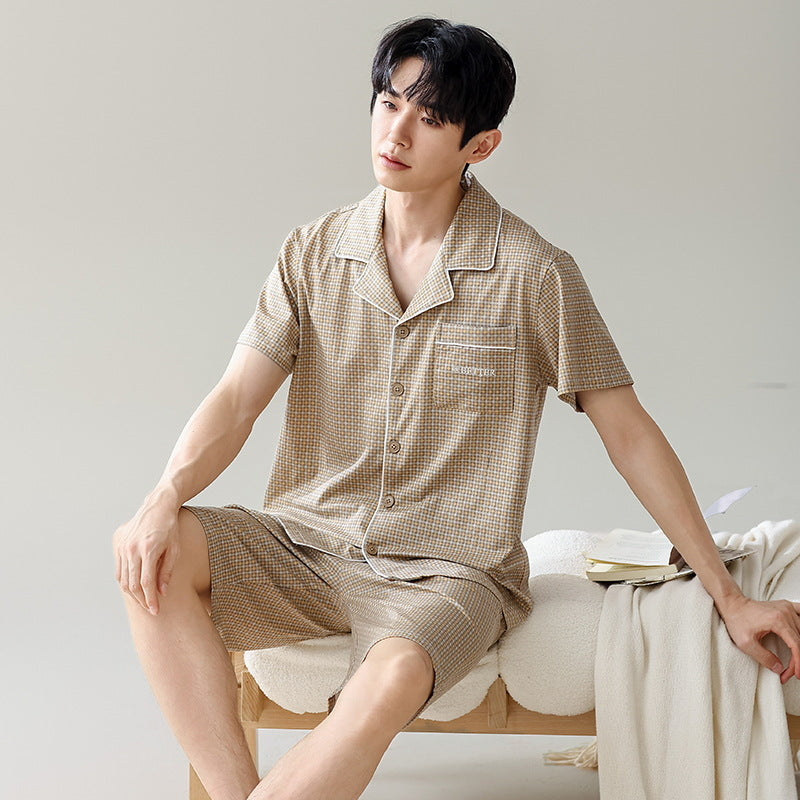 Summer New Cotton Cardigan Pajamas for Women, Thin High-End Feel, Men's Loungewear, Casual Wearable Couple Pajamas