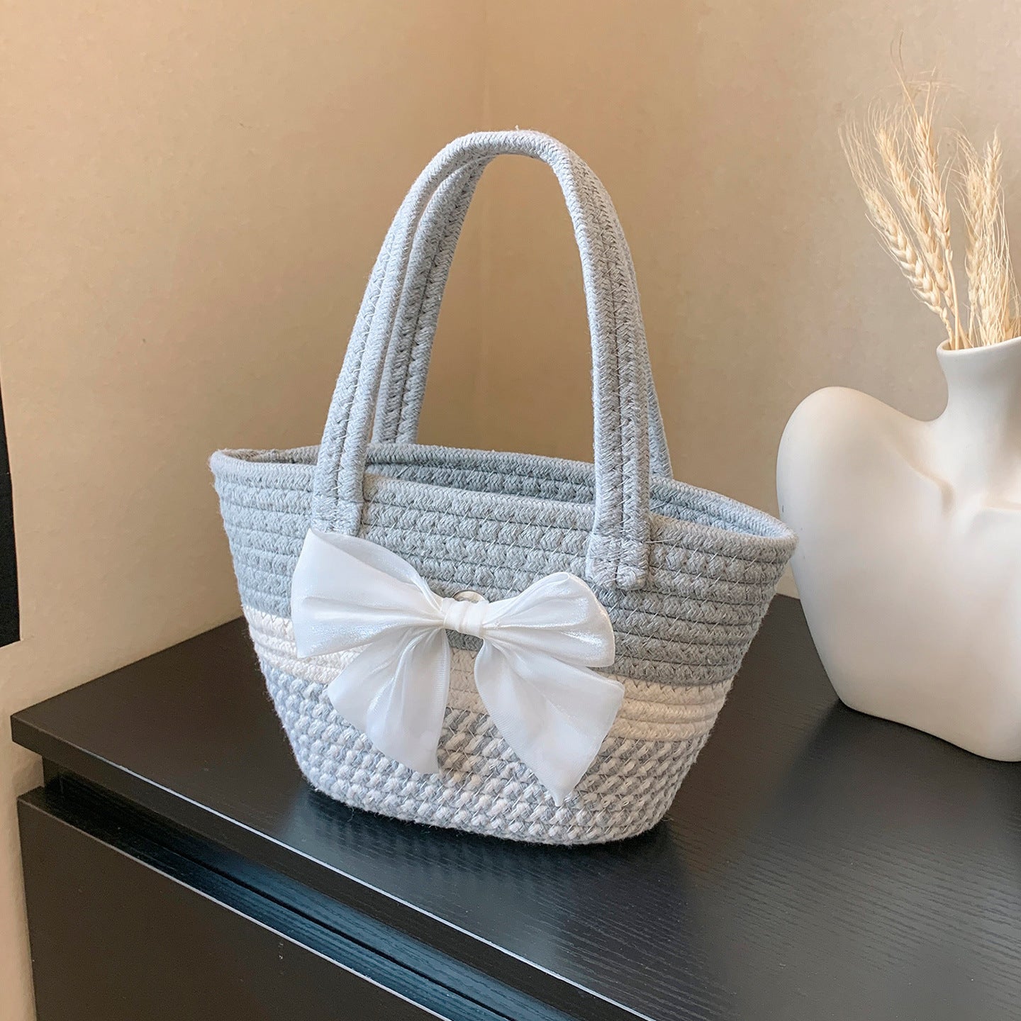 Hand-Woven Bag Women2025New Ethnic Style Straw Bag Forest Style Beach Large Capacity Basket Bag