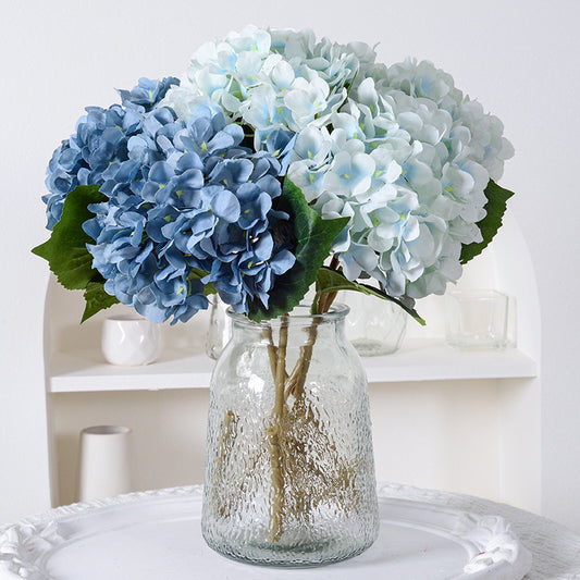 Artificial Hydrangea with Leaves for Wedding Decoration, Artificial Silk Flowers, Archway Flowers, Home Decor Fake Flowers, Single Artificial Flowers