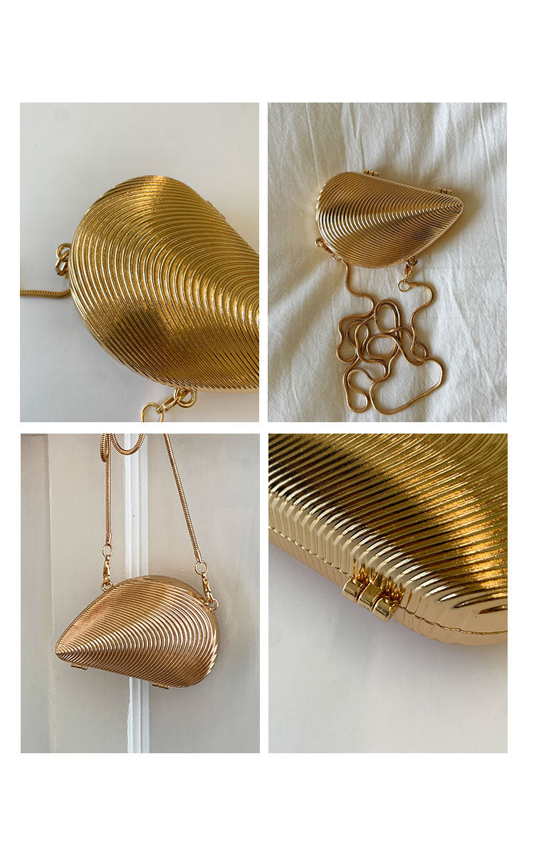 Mini2025Summer New Bag Niche Metal Shell Single Shoulder Chain Crossbody Bag Evening Fashion Small Bag for Women
