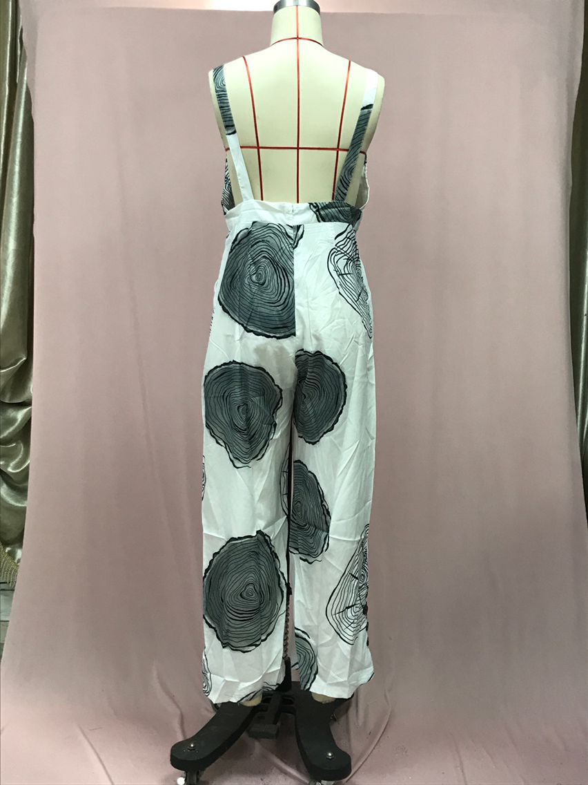 Independent Station European and American2025New Amazon Four-Color Polka Dot Wide-Leg Pants Long Pants Digital Print Backless Jumpsuit