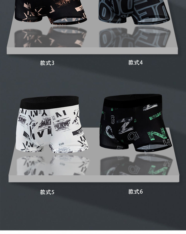 Cross-Border Men's Underwear Ice Silk Sports Breathable Plus Size Summer Thin Trendy Mid-Waist Boxer Shorts http://detail.1688.com/offer/882092809043.html