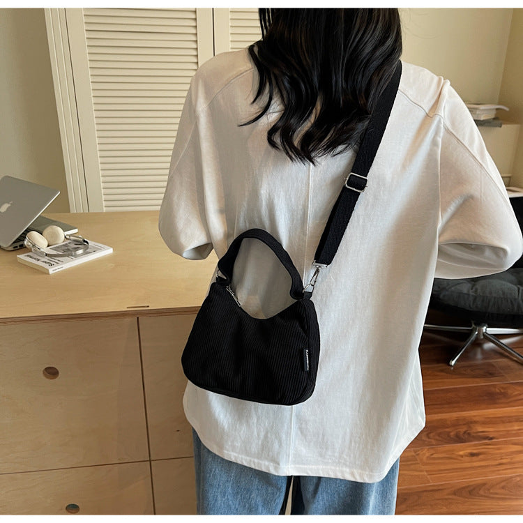 2024New Casual Large Capacity Women's Shoulder Bag Trendy Corduroy Versatile Crossbody Bag Trendy Bag Cross-Border Hot Item