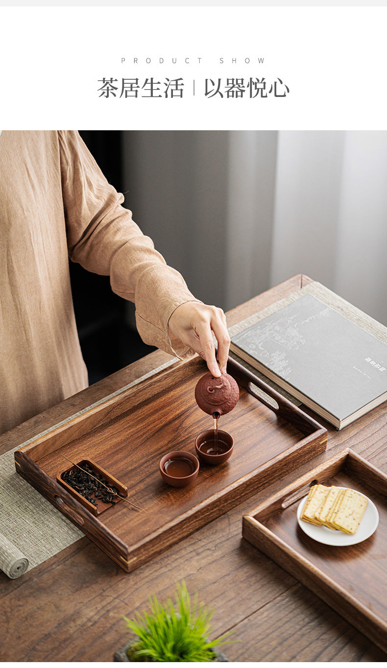 Walnut Tea Tray Minimalist Dry Tea Tray Cup Storage Tray Chinese Style Candy Dessert Fruit Tray Tea Room Tea House Wholesale