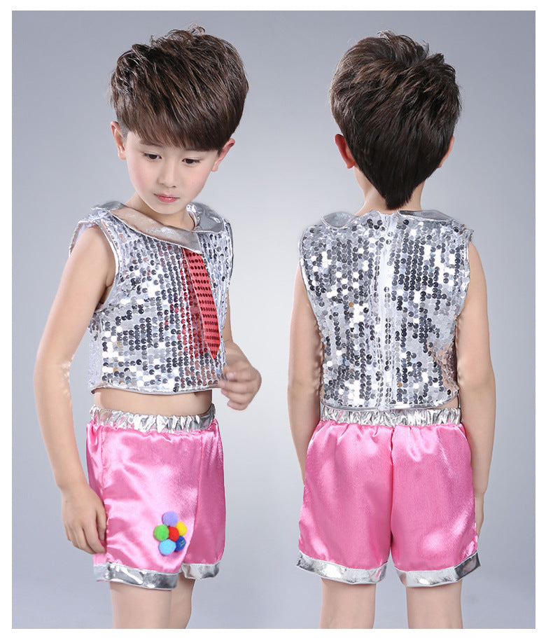 Kindergarten Performance Costume Children's Day Dance Costume for Girls Puffy Tulle Skirt Children's Jazz Dance Sequin Performance Dress