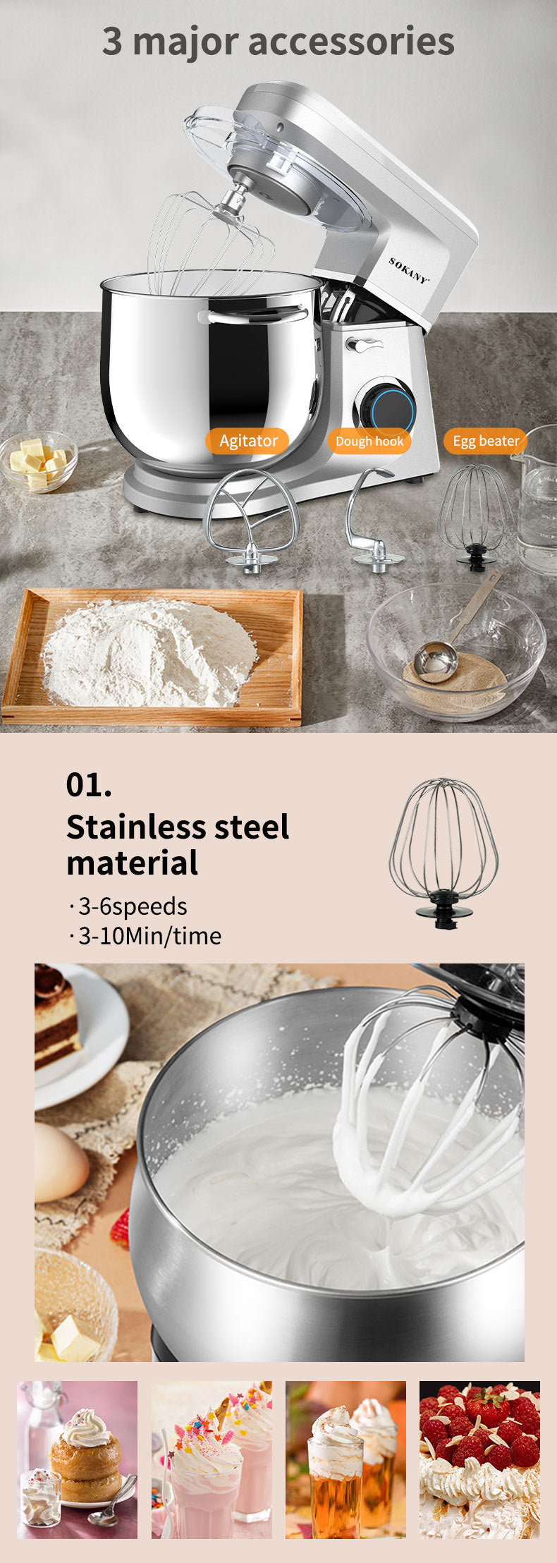 Export Stainless Steel11L Dough Mixer Household Dough Kneading Machine Chef Machine Egg Beater Stand Mixer 269