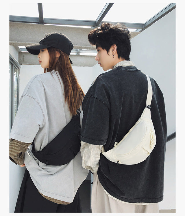 2025Summer New Simple Versatile Large Capacity Canvas Underarm Bag for Outings and Commutes, Niche Design Solid Color Chest Bag