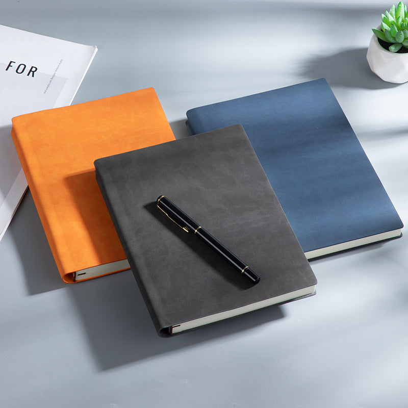 Custom Side Pen Slot Notebook logo Thickened Sheepskin Leather Notebook A5/A6Minimalist Business Journal