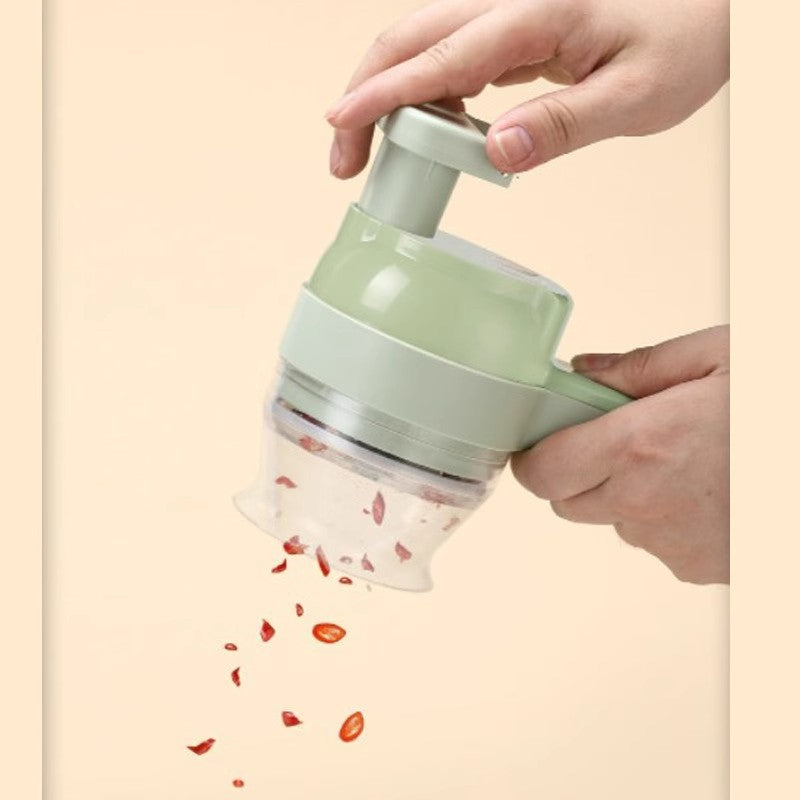 Multifunctional Vegetable Chopper for Chopping Chili Rings, Scallion, Ginger, Garlic Slices, Electric Garlic Masher