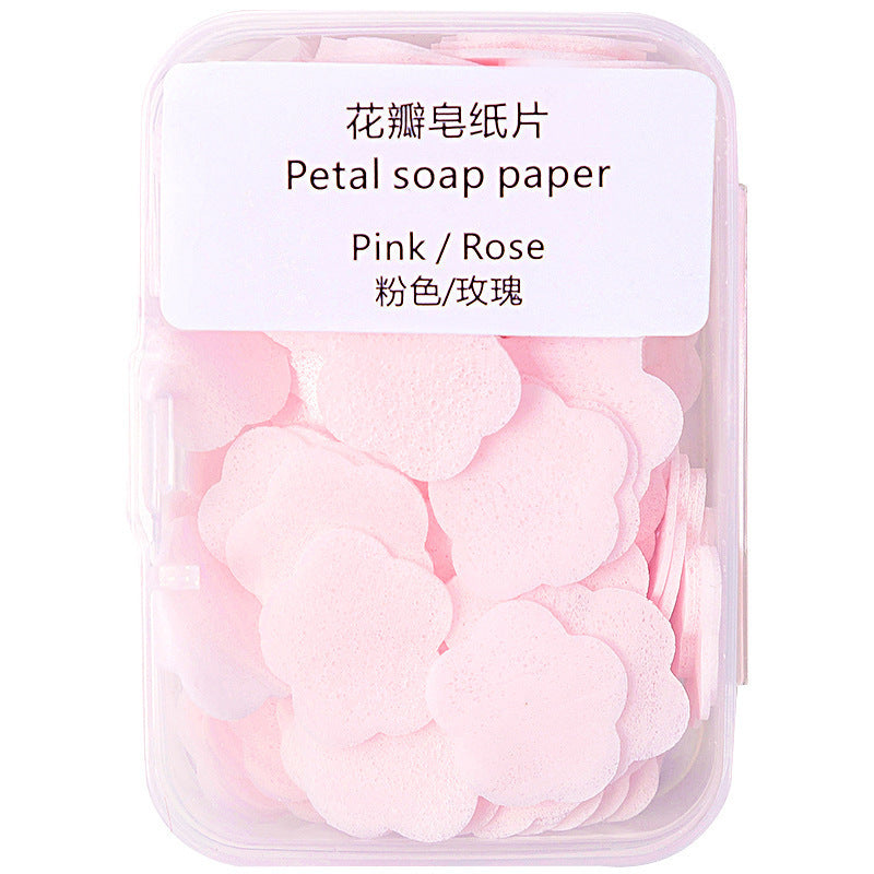 Portable Hand Washing Tablets Soap Paper for Students and Children, Disposable Travel Mini Petal Soap Tablets Boxed
