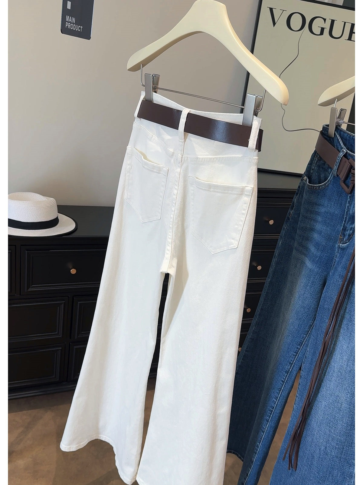 Quality Denim Wide-Leg Pants for Women2025New Autumn Casual High-Waisted Loose Flared Slimming Straight Pants