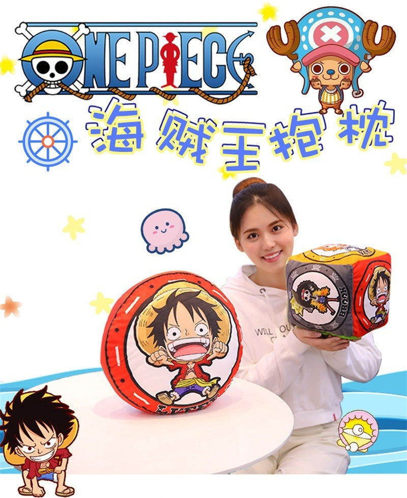 New One Piece Round Pillow Anime Merchandise Luffy Chopper One Piece Double-Sided Print Nap Cushion In Stock