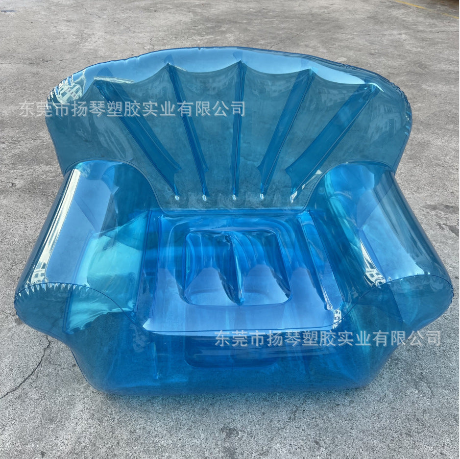 In Stock Transparent Sofa PVC Inflatable Sofa Camping Inflatable Lazy Recliner Single Seat Stuffable Doll Stool