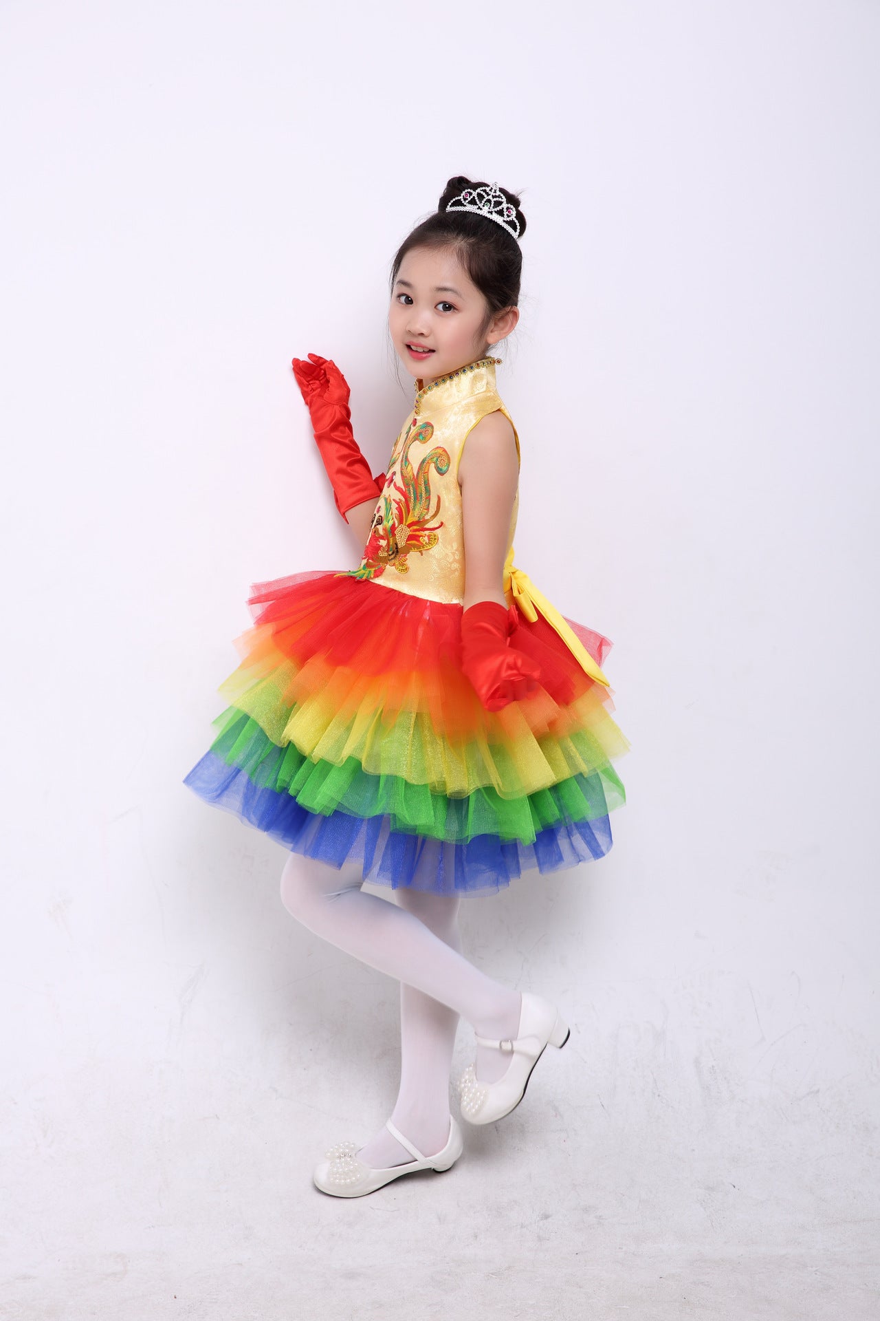 Children's Performance Costumes for Boys and Girls Chinese Style Primary and Secondary School Students Chorus Costumes Princess Dress Puffy Skirt Long Pants Performance Costumes