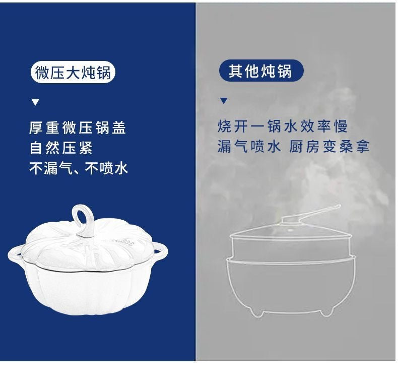 Enamel Pot Pumpkin Shape Enamel Pot Soup Stew Multifunctional Pot Household Enamel Soup Pot Induction Cooker Compatible