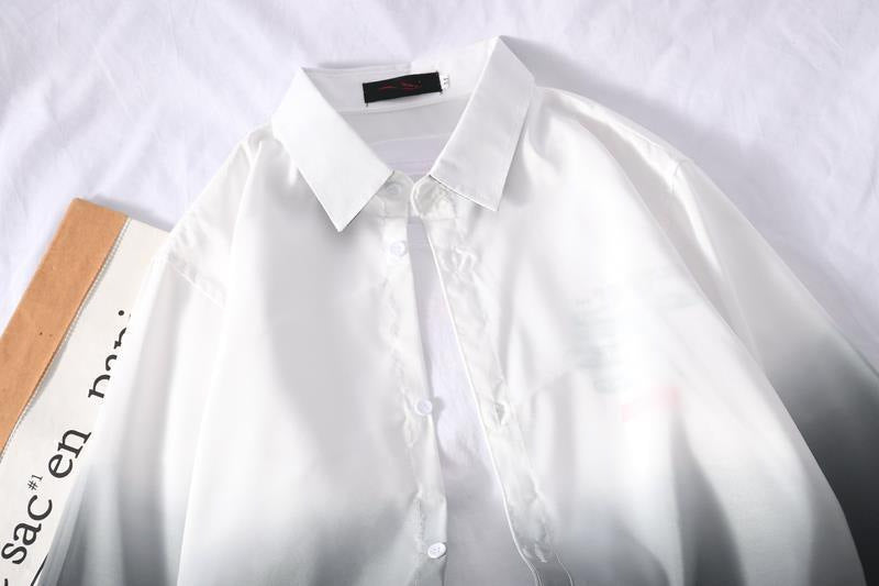 Romantic2025New Gradient Color Shirt for Men Korean Version Loose Trendy Stylish Casual Long Sleeve Shirt