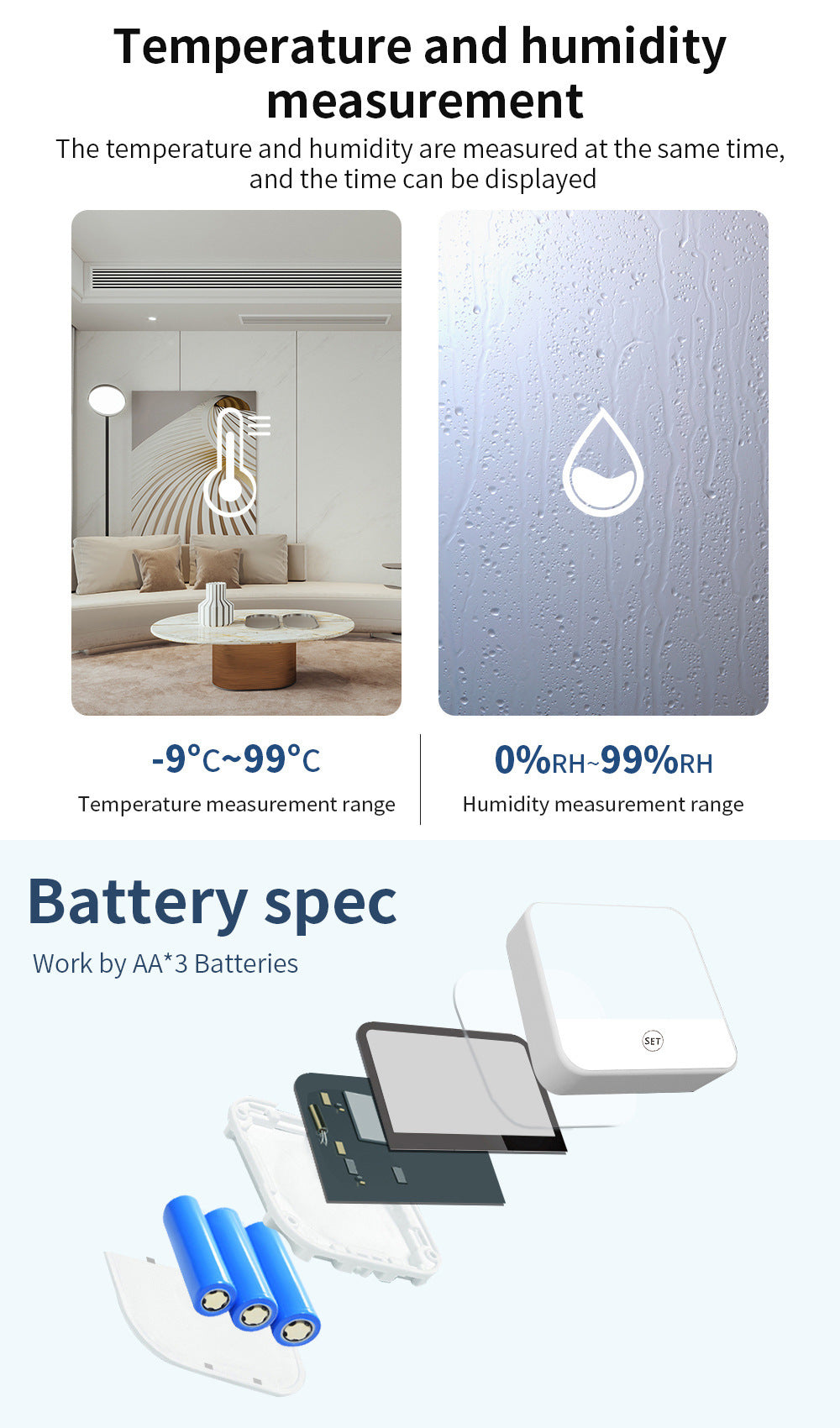 Tuya Graffiti wifi Bluetooth temperature and humidity meter detector indoor WIFI Temperature and Humidity Detector WiFi Sensor