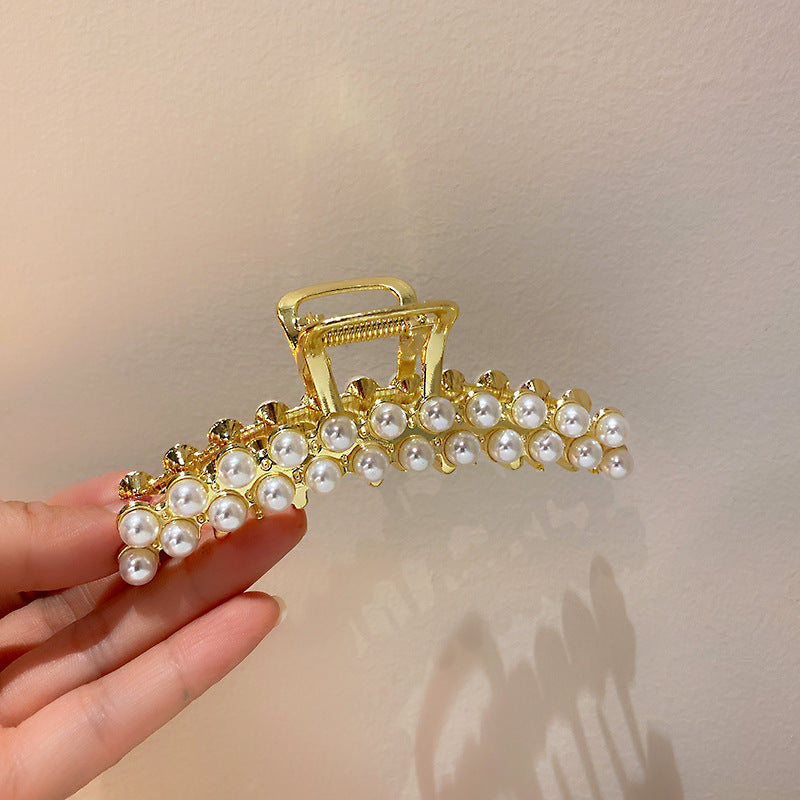 Pearl Large Star Clip Hair Clip Korea ins Fashionable Light Luxury Shark Clip Hair Claw Back of Head Side Hair Accessory for Women