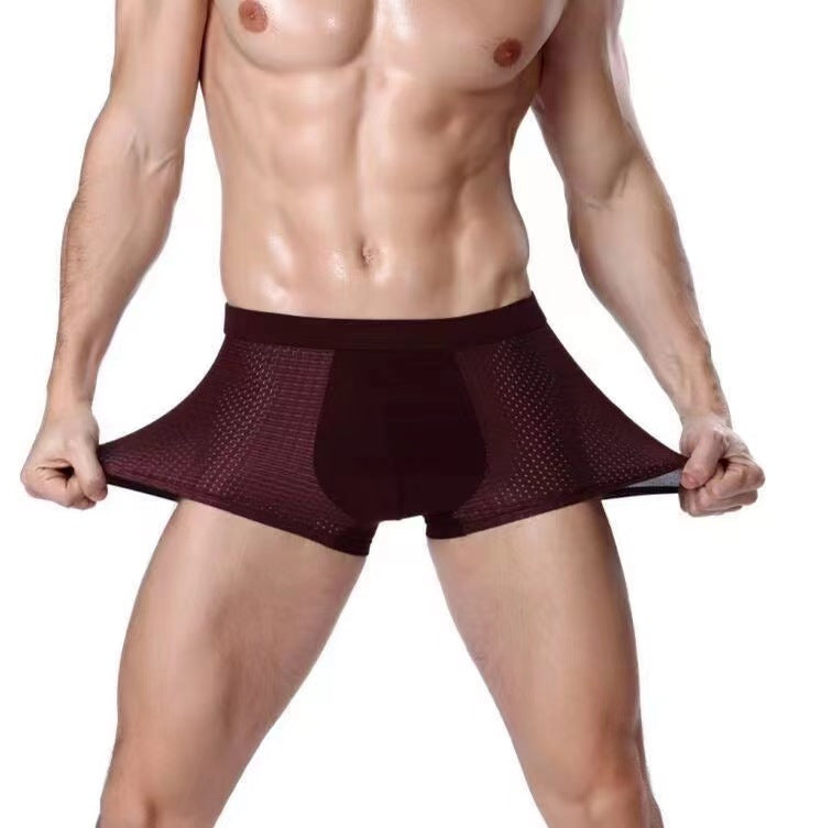Men's Underwear Men's Mesh Ice Silk Boxer Briefs Antibacterial Youth Boxer Briefs Breathable Loose Student Trendy Fashion http://detail.1688.com/offer/930947820676.html