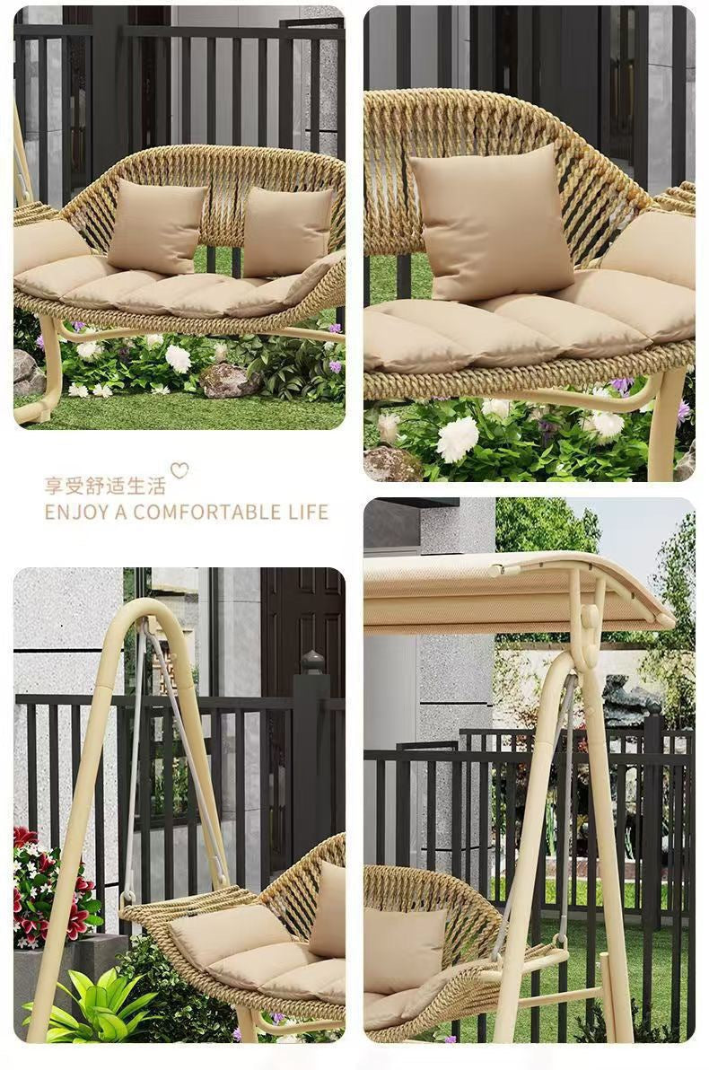 Outdoor Swing Courtyard Cradle Hanging Chair Villa Garden Balcony Terrace Leisure Lazy Internet Celebrity Double Swing Chair