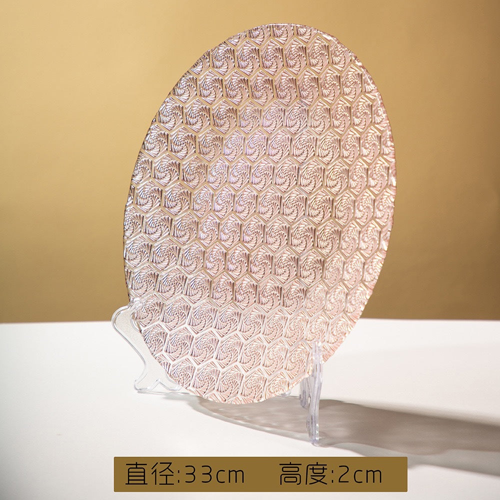Western-style Glass Dinner Plate charger plate Wedding Banquet Decoration Plate High-Value Fruit Plate13inch pad plate