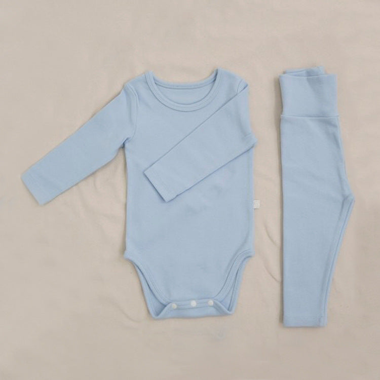 Baby Romper Spring and Autumn a High-Waist Belly Protection Pants Set Baby Spring and Autumn Triangle Romper Bodysuit Jumpsuit