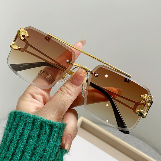 European and American Cross-Border Hot-Selling Double-Beam Edge-Cut Sunglasses for Men Wholesale Trendy Personality Sunglasses for Women sunglasses