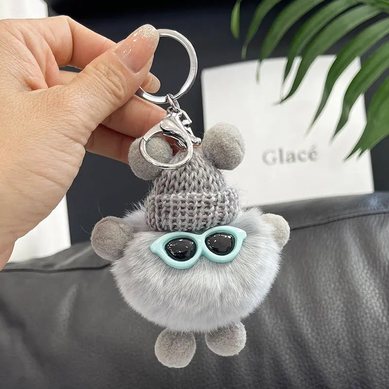 Rex Rabbit Fur Small Coal Ball Keychain Small Pendant Big Eyed Cartoon Plush Backpack Pendant High-end Small Gift http://detail.1688.com/offer/969101839202.html