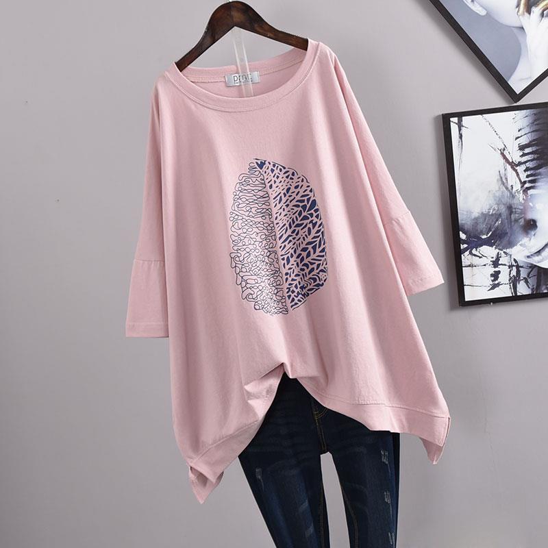 200Plus Size Women's Summer Leaf Print Casual Split Mid-Length Short Sleeve Dress T Women's Loose Fit Plus Size Shirt