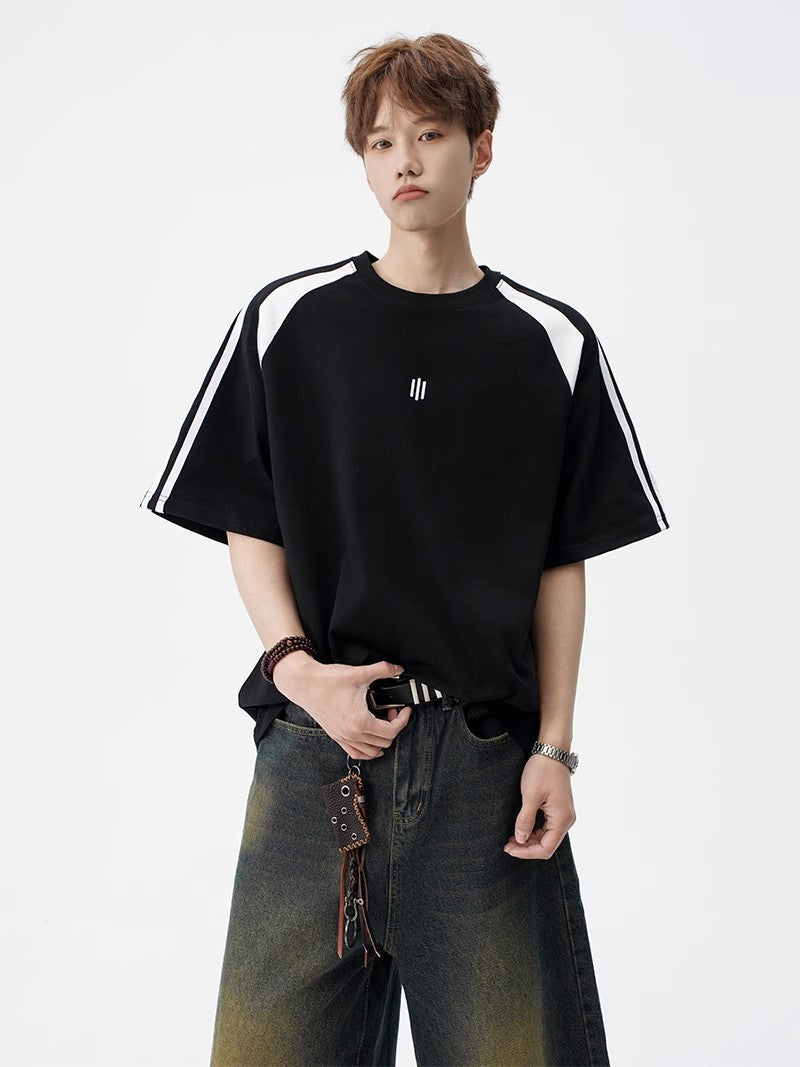 2025New Trendy Ice Silk Short Sleeves t Men's Round Neck Pullover Top Summer American Style Heavy Loose T-Shirt