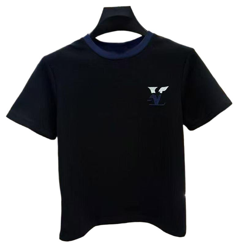 Men's Light Luxury Design Round Neck Short Sleeve T Trendy Loose Fit Hong Kong Style Shirt Top Versatile Niche Fashion Brand Dream Wei