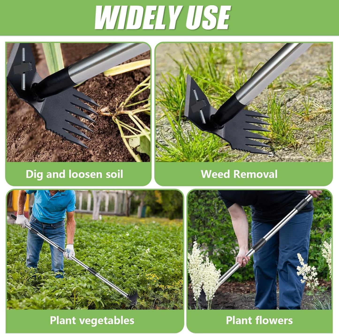 Multifunctional Hoe and Weeding Shovel Dual-purpose Tool Farmland Soil Loosening and Weeding Tool Garden Tools for Ditching and Raised Beds
