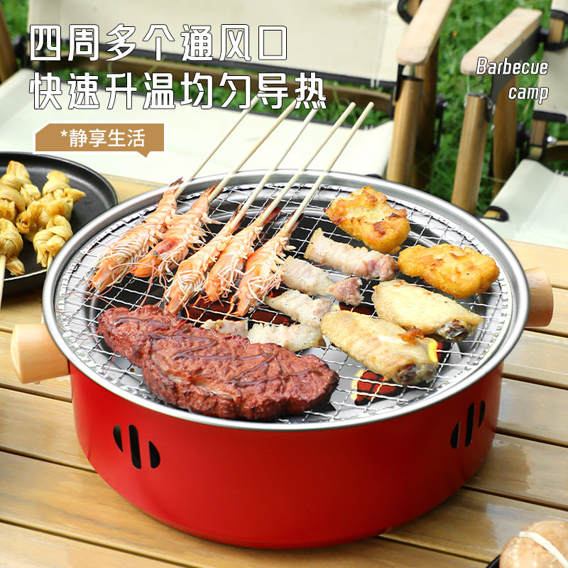 Factory Direct Sale Stainless Steel Charcoal Grill Portable Charcoal Fire BBQ Grill Outdoor Camping Home Indoor BBQ Rack