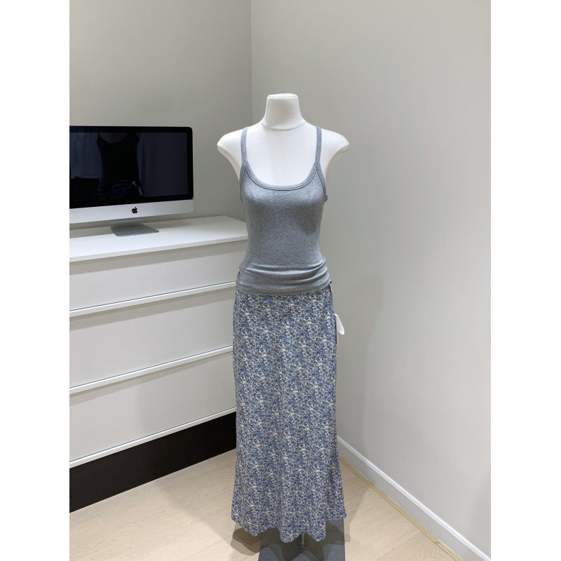 Serena2025Summer New Elegant Versatile Floral Half Skirt