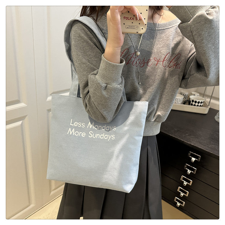 Vintage American Style Canvas Bag ins Large Capacity Student Commuter Artistic Single Shoulder Bag for Class Tote Bag for Women