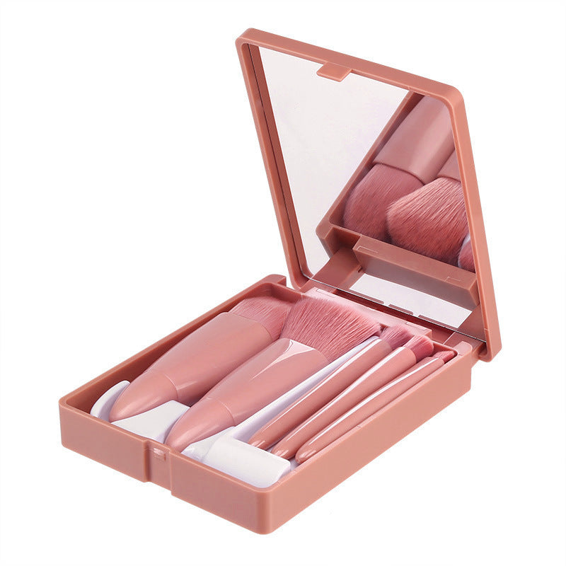 New Travel5Mirror Box Makeup Brush Set Portable Multifunctional Powder Brush Blush Brush Beauty Tool
