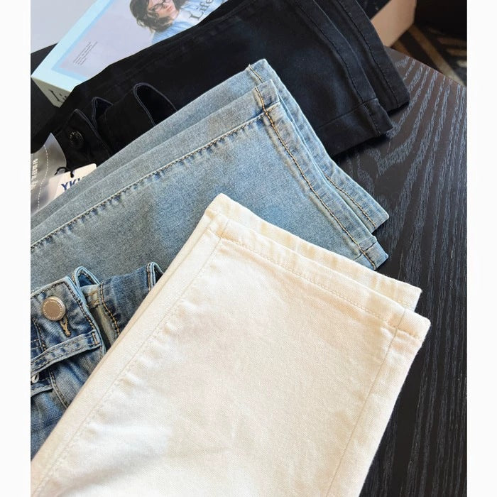 Thin and Soft Mask Pants！Summer Thin Jeans for Women Slimming Petite Nine-point Narrow Straight-leg Pants