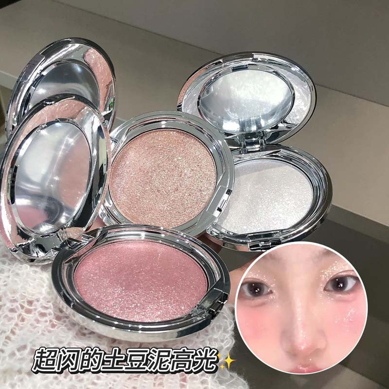 kakashow Single Color Highlighter Cream Crushed Diamond Clear Sparkling Pearl Fine Shimmer 3D Brightening Mashed Potato Blush C465