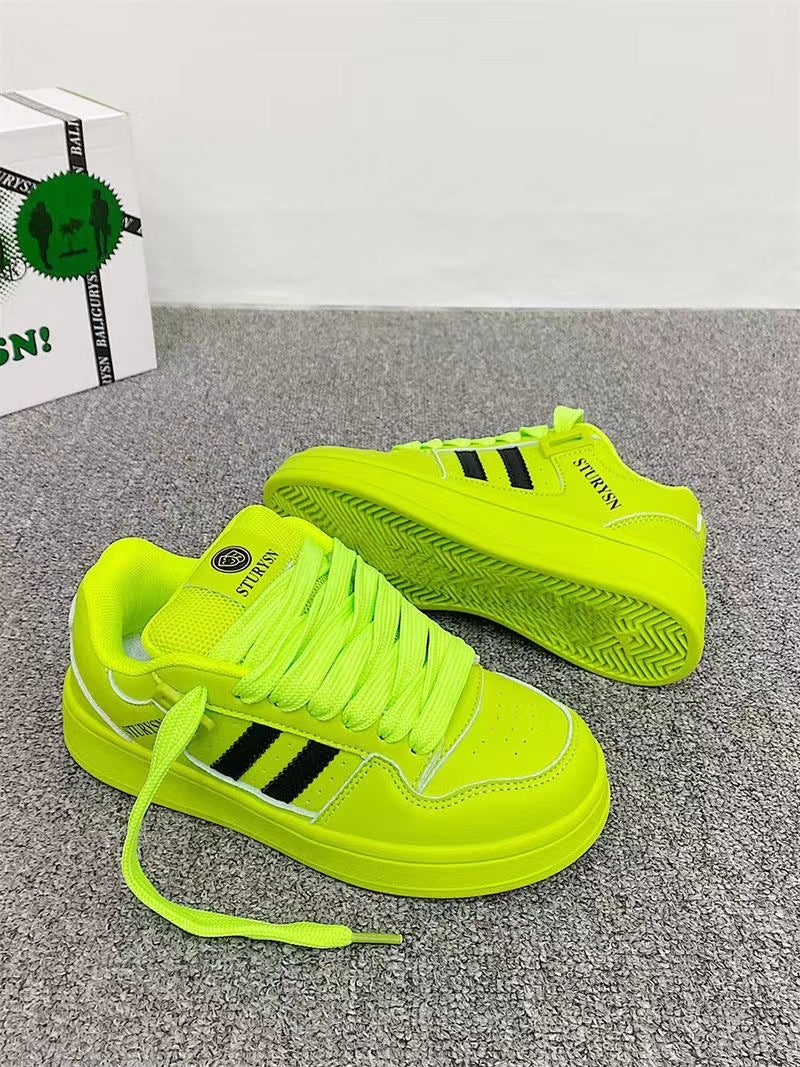 National Trend Dopamine Color Block Loafers for Women ins  Niche Design Thick-Soled Casual Sneakers2025New white shoes